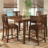 Cape Point 5 Piece Counter Height Table Set in Dark Brown Cherry