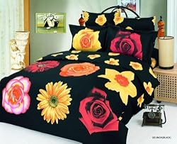 Le Vele Poppies & Roses (Gelincik) Duvet Cover Bed in Bag - Full / Queen Bedding Gift Set - LE16Q