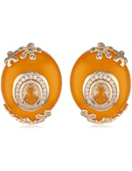 Yellow Bronze Yellow Agate Citrine and Cubic-Zirconia Earrings