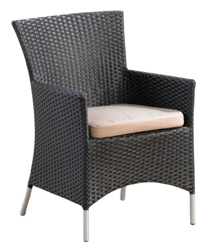 Ambientehome 63716 Sessel Tunis mit Edelstahl-Look F&uuml;&szlig;en, Polyrattan, mocca braun