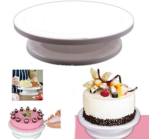 Honeyall 11" Rotating Round Foundant White Cake Making Sugar Craft Turntable Decorating Platform Stand Tool