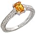 14 Karat Weissgold Steinen Ring, mit 0.57 Karat Brilliantschliff Diamanten & 0.63 Karat 6x4mm Smaragdschliff Citrin Stein, (7mm) breit