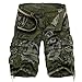 LOVECC Men's Cotton Loose Fit Multi Pocket Cargo Shorts(No Belt) 42, Army Green