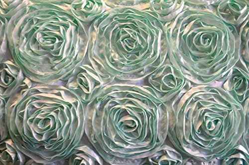 Mint Satin Rosette Embroidered Table Runner 15" x 108"