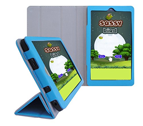 Insignia Flex 7-Inch Tablet (NS-15AT07) Custom Fit Portfolio Leather Case Cover with Built In Stand- Blue