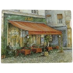 French Caf� Heavy thick glass tempered large cutting board, European design by Jason