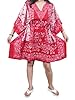 Mogul Womans Short Kaftan Caftan Blue Printed Lounger Wear Beach Coverup Tunic Tops