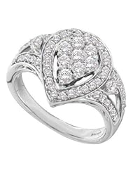 1 cttw 14k White Gold Diamond Fashion Cocktail Ring Right Hand Ring Ladies Cocktail Ring (Real Diamonds: 1 cttw, Ring Sizes 4-10)