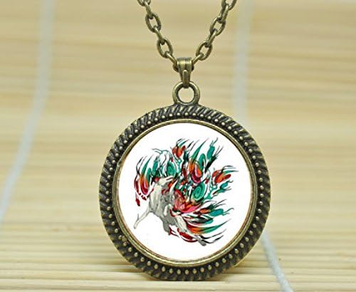 MagicalYeah Chibiterasu Amaterasu Necklace Okami Inspired Pendant Glass Cabochon Necklace A3726