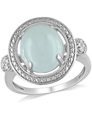 Sterling Silver Milky Aquamarine and Diamond Fashion Ring, (0.04 cttw, G-H Color, I2-I3 Clarity)