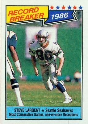 1987 Topps #5 Steve Largent RB - Seattle Seahawks (Record Breaker)(Football Cards)