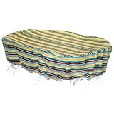 Two Dogs Designs, 92 Oval Rect Table Cover, Stripes by Two Dogs