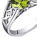 PEORA Genuine Peridot Ring for Women 925 Sterling Silver, 1.25 Carats Round Shape, Cathedral Style Solitaire, Size 5, August Birthstone Ring, For Gift & Everyday Wear, Natural Peridot Ring