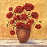 IMAGE OF Red Ranunculus In French Vase Finest LAMINATED Print Linda Pirkle 16x16