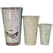 Old Fashioned French Ephemera Designs, Tin Buckets with Vintage Artwork Hang Tag