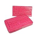 Croco Embossed Thick Flat Wallet w/ Outer Pocket and Matching Checkbook Cover in Choice of Colors