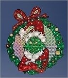 30 Grinch In Wreath With Santa Hat Lighted Holographic Yard Art #169587