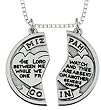 ''Mizpah'' Coin Pendant with Chain 2-piece Break Apart Heart Silver Tone Charm ,Two,20"steel Necklace