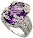 14k White Gold Ring 13/16 (20mm) wide, w/ 0.42 Carat Round Brilliant Diamonds & 20.32 Carats Oval Cut Amethyst Stone