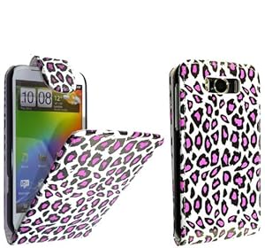 FOR HTC SENSATION XL G21 STYLISH PINK LEOPARD PRINT LEATHER FLIP CASE COVER POUCH