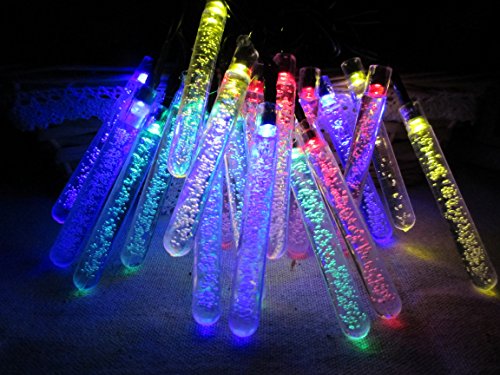 M&T TECH Solar Powered Outdoor String Fairy Lights 5M 20 Multi Color Icicle For Garden Patio Porch Lawn Party Wedding Christmas