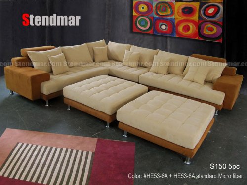 5PC MODERN 2-TONE MICROFIBER SECTIONAL SOFA S150LC