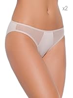 Selene Pack x 2 Braguitas Microfibra Detalle Tul (Tierra)