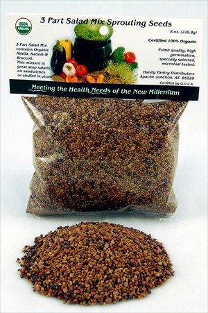 3 Part Salad Sprout Mix - Certified Organic Sprouting Seed: Radish, Broccoli, Alfalfa 1 2... by Living Whole Foods