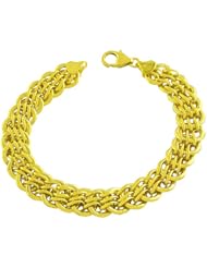 18 Karat Yellow Gold over Sterling Silver Designer Link Bracelet (7.5 Inch)