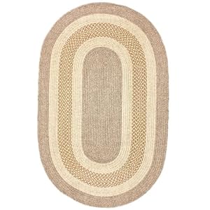 Indoor Outdoor Braided Area Rug 8x10 Oval Beige Gold