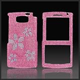 Flowers on Pink "Cristalina" crystal bling rhinestone diamond case cover for Samsung i907 Epix