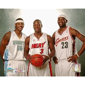 Carmelo Anthony / Dwyane Wade / LeBron James - 2005 NBA All Star Game by Unknown. Size 20.00 inches width by 16.00 inches height. High Quality Art Poster Print