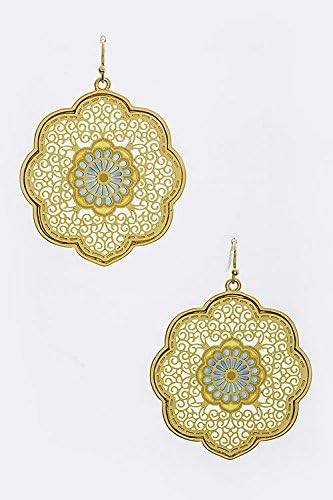 LAUREN SPADE Swirly Floral Mandala Filigree Earrings (Blue)