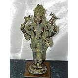 Gift for Anybody- Carved Vishnu Hindu God Brass Sculpture From India