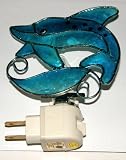 Genuine Capiz Shell Blue Dolphin Night Light