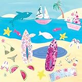 IMAGE OF Oopsy Daisy Surf n Sun Girls Stretched Canvas Wall Art by Rachel Taylor, 21 by 21-Inch