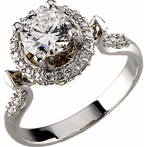 0.33 Ct.T.W. Round Brilliant Cut Diamonds 14K Two Tone Gold. Two Tone Halo⢠Diamond Ring Semi Mount Setting