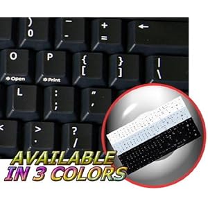 REPLACEMENT ENGLISH US KEYBOARD STICKER ON BLACK BACKGROUND FOR DESKTOP LAPTOP AND NOTEBOOK