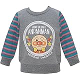 2016年 秋冬 アンパンマン 袖ボーダー トレーナー ミニ裏毛 ANPANMAN 濃グレー-袖ピンク◇95cm
