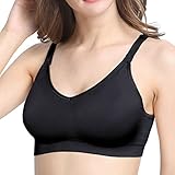 Band Bamboo Women's Seamless Nursing Bra Padded Maternity Comfort Sleep Bralette Color Black Size M