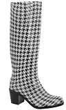 Capelli New York Ladies Shiny Hounds Tooth & Zipper Ladies City Slicker Rainboot