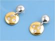 Sterling Silver Two-Tone Round Earrings with Clear CZ - 15MM