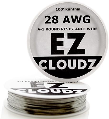 EzCloudz 28 AWG Gauge Kanthal A1 Resistance Wire 100ft Roll .32 Mm , 5.27 Ohms/ft Resistance