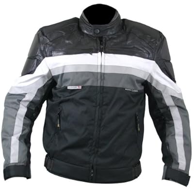 Men's Armored Black and Grey Tri-Tex™ Fabric With Leather Trim Jackets and Level-3 Advanced Armor