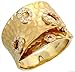 14 Karat Gold gehaemmerter Damen Diamanten Ring, mit 0.35 Karat Brilliantschliff Diamanten, (16mm) breit