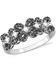 10k White Gold White and Black Diamond Ring (0.025 Cttw, G-H Color, I2-I3 Clarity)