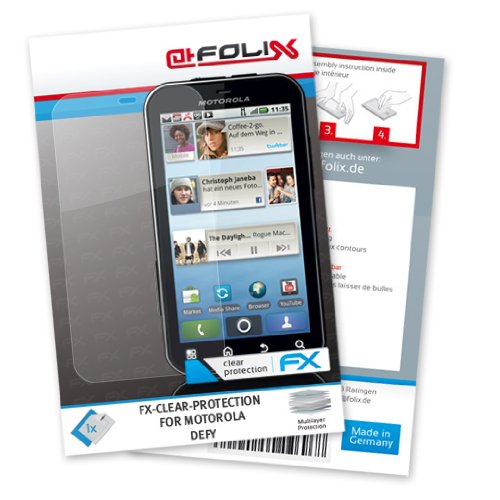 Produkt-Bild: atFoliX FX-Clear Displayschutzfolie f&uuml;r Motorola DEFY - Displayschutz kristallklar! H&ouml;chste Qualit&auml;t - Made in Germany!