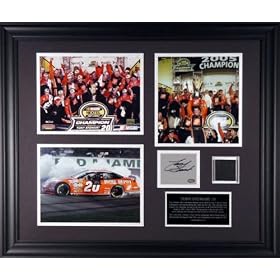 Tony Stewart Framed 3-8x10 Photographs with Autographed Card and 2005 Champion Tire