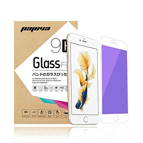 Pajuva iPhone 6 / 6S Plus Full Screen Protector Tempered Glass HD Anti Blue Light Protect Eyesight 5.5 inch (Anti Blue Light - White)