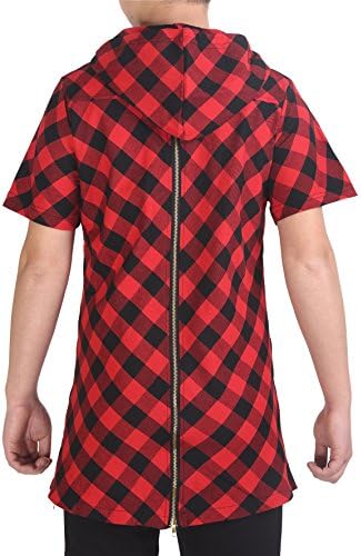 Pizoff Unisex Hipster Paisley Print Hoodie Zip up Extra Long T-shirts (L ( Size US M ), P3123-red)